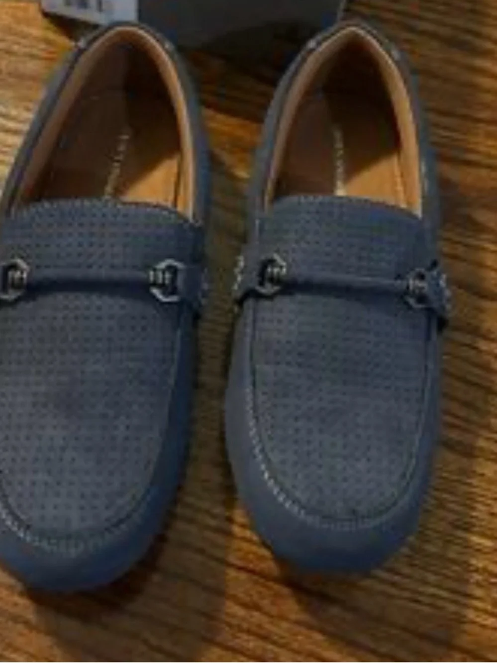Crown Vintage Navy Perforated Suede Slip-On Loafers